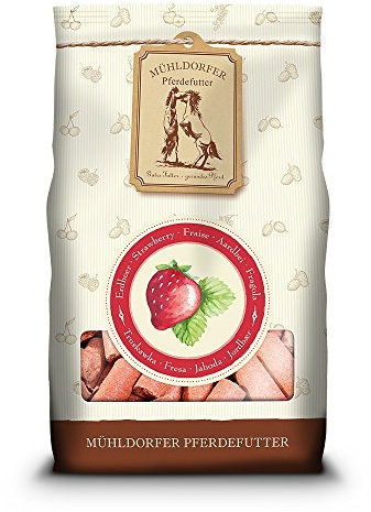 Mühldorfer Erdbeer Leckerli, 1 kg, Leckerlis für Pferde, Belohnungsfutter mit Erdbeergeschmack, bröckeln, schmieren und kleben nicht