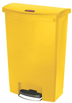 Rubbermaid Commercial Products Slim Jim Step-on Resin Front Step Waste Receptacle Bin 90 Litre Yellow 1883579