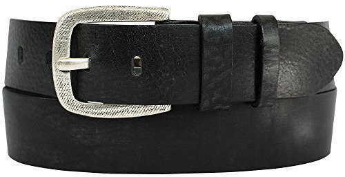 VANZETTI Herren Ledergürtel Vintage, Breite: 4 cm, Black, 105 cm
