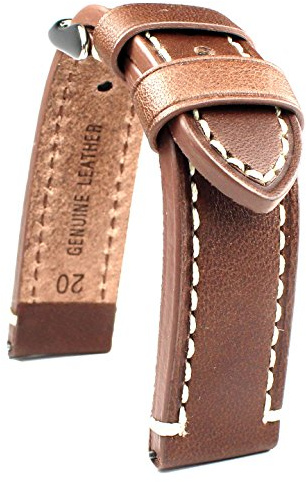 Sulla 20mm Herren Leder Uhrenarmband Vintage Flieger Catalonia Pilot braun