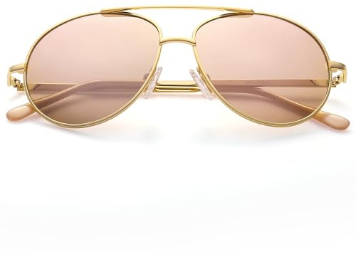 LotFancy Kids Aviator Sunglasses for Girls Boys, 100% UV Protection for Children Youth Juniors, Small Face Sun Glasses, Gold Frame & Pink Lens
