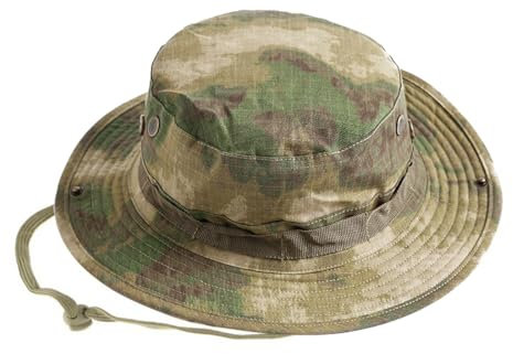 QMFIVE Taktische Boonie Hut, Camouflage Abgerundete Hut Fischer Sonnenschutzkappe für Outdoor Airsoft Paintball Klettern Camping (FG)
