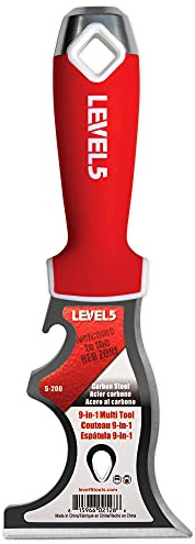 9-In-1 Painter’s Tool - LEVEL5 | Multi-Use Knife, Hardened Carbon Steel | Metal Hammer End | Pro-Grade Finishing Tools | 5-200