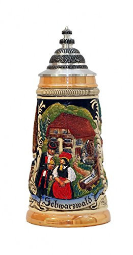 Zöller & Born Bierkrug Schwarzwald Panorama mit Zinnspitzdeckel Seidel 0,5 Liter Bierseidel ZO 1749-996