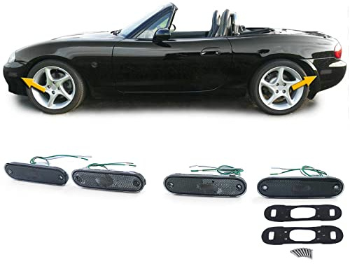 Carparts-Online Seitenmarkierungsleuchten Reflektoren Schwarz Smoke Set für Mazda MX5 89-05