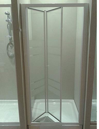 Porte de douche en verre de sécurité véritable de 3 mm d'épaisseur, paroi de douche pliante en verre avec rayures, différentes largeurs, H 185 cm, profilés en aluminium argenté satiné (65-70 cm)