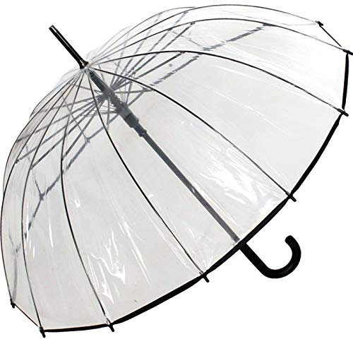 Regenschirm Damen Stockschirm 14-teilig Transparent Automatik