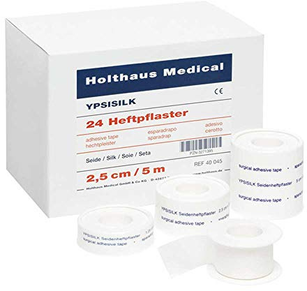 Holthaus Medical YPSISILK Heftpflaster Rollenpflaster Fixierpflaster, Kunstseide, m. Schutzring, 5cmx5m