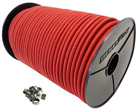 8mm 30m Expanderseil Gummiseil + 30 Würgeklemmen mit PE Mantel Gummileine Planenseil Seil Plane in Rot
