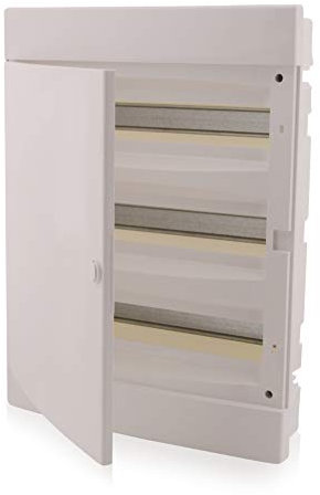 Intratec cuadro de distribución empotrado, IP40 – Caja de distribución interior, con puerta blanca, para instalación en espacios secos, de tres filas, 54 módulos, 522 x 392 x 106 mm