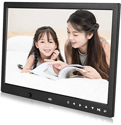 Garsent Digitaler Bilderrahmen 13 Zoll, 1280 x 800 Full HD Elektronischer Bilderrahmen mit Fernbedienung Display Helligkeit Einstellbar/Musik/Video/Kalender/Wecker, Unterstützt USB und 32G Karte