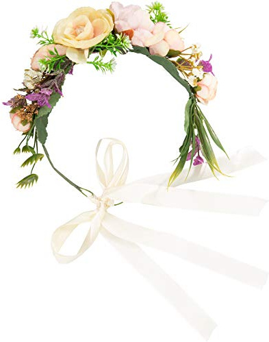 dressforfun 302784 Blumen Stirnband Haarband Blumenkranz, größenverstellbar, für Hochzeit oder Trachten Party