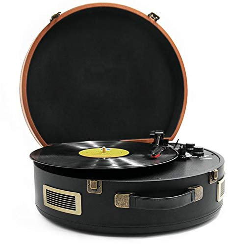 ARCH Tourne Disque Vinyle De Valise Portable avec Haut-parleurs Stéréo Intégrés, Vérité À 3 Vitesses,Platine Vinyle De Support Plateau Tournant, Lecture USB/Sortie RCA, Auxiliaire (Color : Black)
