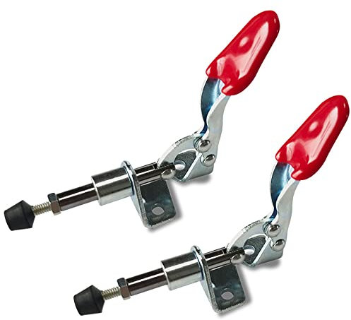 Kippklemme,Guador 2 Stück Push Pull Action Handwerkzeug Leichte Schnellspanner Werkzeug Schubstangenspanner mit waagrechter Grundplatte Anti-Rutsch Vertikale Clamp (45kgf)