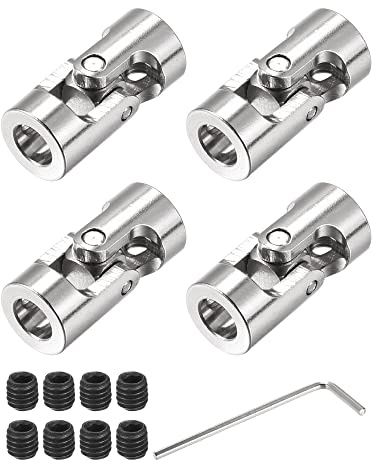 sourcing map 4 Stück Drehbare Kreuzgelenk Wellenkupplung 6mm bis 6mm Innendurchm. L23 x D11 mit Schrauben und Schraubenschlüssel für RC Modell