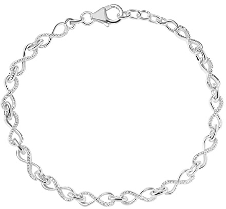 TJC 925 Sterling Silver Infinity Bracelet for Women Adjustable Bracelet 8