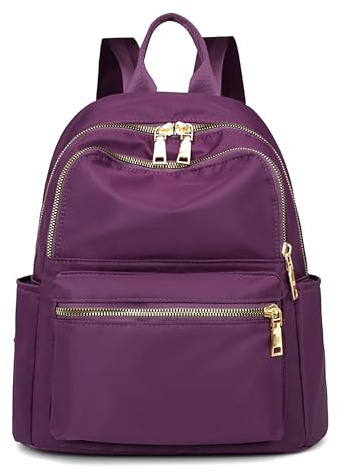 FORRICA Zaino Donna in Nylon Leggero Multitasche – Zainetto Donna Casual per Città e Uso Quotidiano – Viola, Taglia L