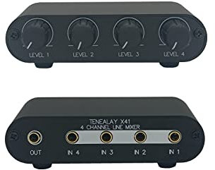 TENEALAY 4 Way Audio mixer Stereo line levels control Box mini passive mixer (X41)