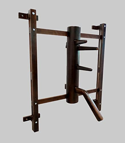 dummymaker Wing Chun Dummy mit Säulen (01 Walnuss) - Martial Arts Training Equipment - Trainingsdummy für Erwachsene Kampfsportler, Rechtshänder - Holz, Braun