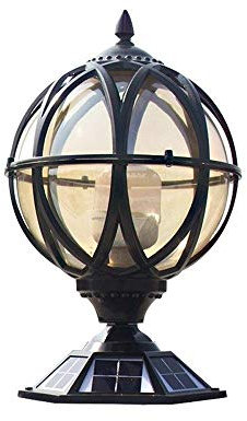 WFZRXFC Outdoor LED Wasserdicht Zaun Wand Säule Lampen Solar Runde Außen Regenfeste Glaskugel Veranda Säulenpfosten Lichter Aluminium Landschaft Hof Straßenlaterne Deck Poller Licht Sockel Licht