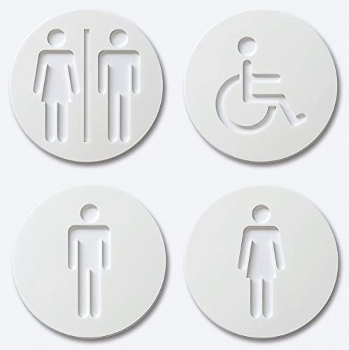 Plaque de porte WC Femme Homme Mixte Handicape Panneau de Toilette Plaque de Salle de Bain Méthacrylate 3 mm Lot de 4