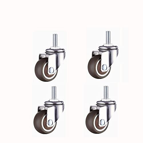 BIRLD M6/M8/M10 Gewinderollen Für Den Innenbereich Lenkrollen Kein Geräusch Möbelrollen Mit Bremse Gummierten Räder Keine Spuren (Color : 4*Swivel, Size : 1in)