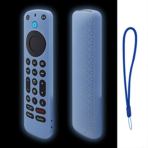 KNOXS Housse Coque en Silicone pour Alexa Voice Remote Pro, Antidérapant&Antichoc&Étanche à la poussière&Léger&Lavable Étui de Protection pour Télécommande (Bleu Lumineux)