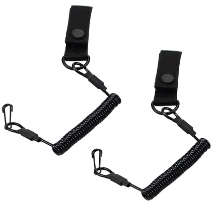 INNAL 2 Pièces Longes Tactiques Noires avec Cordon de Sécurité Elastique et Mousqueton à Spirale,Réutilisable,Convient pour Les Outils d'escalade, Les Outils de Pêche, Les Outils de Camping