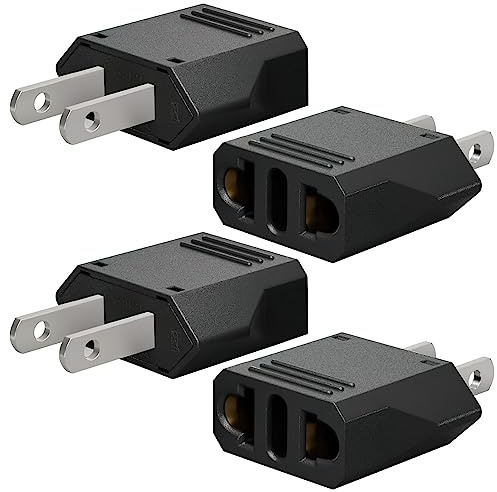 TNSLAND 4 Pcs Reiseadapter USA, Netzadapter Deutschland, Steckdose Adapter für Amerika/Kanada/Mexiko/Japan, 2 Pin Universaladapter