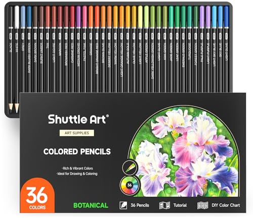 Shuttle Art Buntstifte Set, 36 botanische Farbstifte, professionelle Buntstifte für Erwachsene zum Malen und Zeichnen, Buntstifte Kinder mit Anleitung, Holzstifte