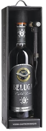 BELUGA GOLD LINE (1 x 700 ml) in hochwertiger Leder-Geschenkpackung inkl. Hammer und Pinsel, Super-Premium Vodka aus Montenegro