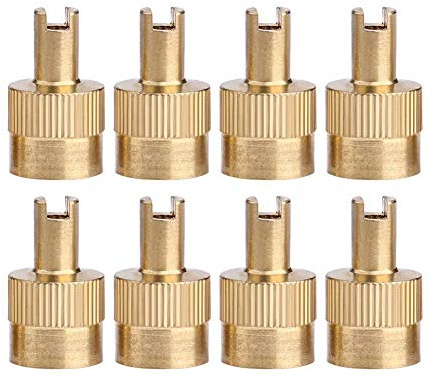AMZLORD 8 tapas de vástago de válvula de neumático, tapa universal de válvula de neumático de cabeza ranurada de cobre completo con herramienta de extracción de núcleo, cubierta de válvula a prueba de