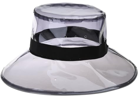 Heallege Cappello da Pescatore Unisex Trasparente Cappello da Pioggia Impermeabile a Tesa Larga Luminoso Scuro