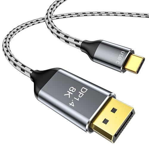 DGHUMEN USB C Displayport 1.4 Kabel 2M, 8K@60Hz 4K@240Hz/144Hz HDR VRR Thunderbolt 4 3 USB C auf DisplayPort 1.4 Kabel für iPhone 15 MacBook Pro Air M1 M2 iPad Pro Air 5 Surface Pro 8 Galaxy S23
