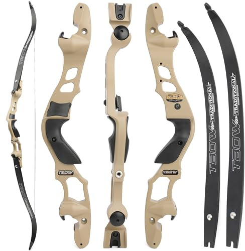 ILF Recurve Bogen für Erwachsene Jugend Jagd 30-60Lbs 62 Takedown Recurvebogen Rechtshänder Recurvebogen Gordon Bogen Gliedmaßen CNC-Bearbeitung (Wüstengrau, 50LBS)