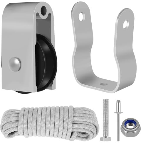 Extension Ladder Pulley Kit 40Ft Telescopic Ladder Rope and Pulley Kit AC30-2 Extension Ladder Rope Replacement Wear-Resistant Extension Ladder Replacement Rope for Pulley