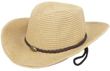 FakeFace Chapeau de Paille Adulte Unisexe Chapeau Cowboy Western Homme Femme Casquette de Soleil Pliable avec Large Bord Anti-UV pour Adulte en Plein Air
