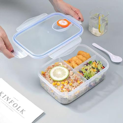 Bento Boxen, Brotdose mit Fächern, Meal Prep Boxen, Lunchbox Erwachsene, Kommt mit Löffel, Auslaufsicheres Design, Mikrowelle, Kühlschrank, Spülmaschinenfest, Vorratsdosen mit Deckel Luftdicht Essens