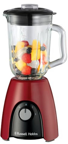 Russell Hobbs Mixeur Blender [Mixeur Smoothie] Blender (récipient en verre de 1,5L, 2 vitesses et fonction Pulse, sans BPA, lame en acier inoxydable, 850 W puissance max) Desire Rouge 27120-56
