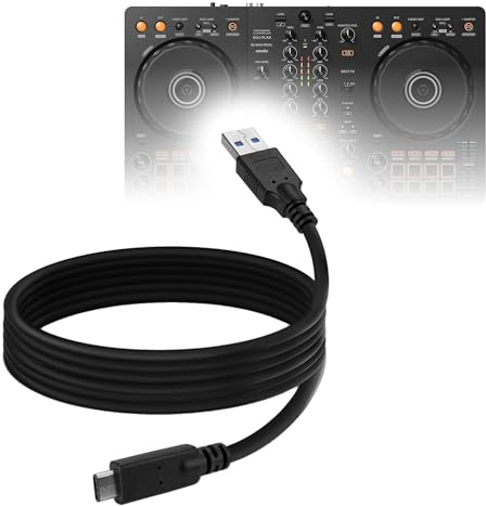 BoxWave Câble compatible avec Pioneer DJ DDJ-FLX4 - DirectSync - USB 3.0 A vers USB 3.1 Type C - Câble de charge et de synchronisation USB C - 1,8 m - Noir