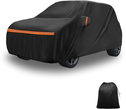 A ABSOPRO Copertura Auto per Mini Cooper 2013-2024 PEVA Spunlace Cotone Esterno Copertura Auto Completa per Tutti Impermeabile Antivento Sole Pioggia Neve Protezione con Cerniera Porta Nero