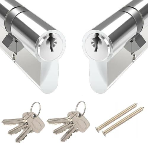 Keyed Alike Euro Cylinder Locks Pair - 2 x Barrel Locks with 6 Matching Keys (45/45)