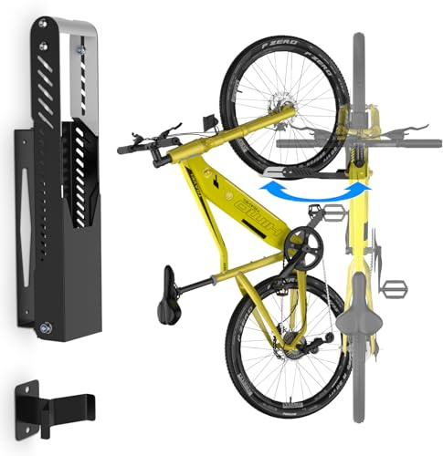 IMAYCC New Swivel Bike Wall Mount, Vertical Adjustable Foldable Bike Rack Wall, No Lifting Required Wall Mounted Bike Rack Suitable for MTB Road Bikes,Space Saving Rack for Home Garage Storage