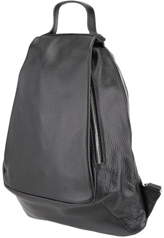 SH Leder echt Leder Damenrucksack CityRucksack Daypack Frauen Rucksack in Genarbt Rindleder 31x38cm Vita G788 (Schwarz)