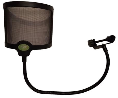Metal Pop Filter for Professional Microphones - Compatible with Blue Yeti, HyperX QuadCast & More, 360° Flexible Gooseneck with Sturdy Clip for Perfect Mic Stabilization, Reduces Wind & Pop Noise