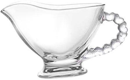 GRIRIW Glass Gravy Boat Handle Sauce Boat Serving Dish Gravy Pitcher Glass Sauce Jug for Salad Dressing