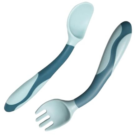 Vmiorzq Ensemble de couverts de bébé, fourchette de bébé et cuillère,Fork à la cuillère à sevrage LED pliable - Ergonomic Grip First Stage Feeding Learning Apprenting Ustensiles Set pour la garderie