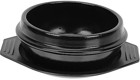 Didiseaon Pentola Coreana in Ceramica Nera con Vassoio, Resistente al Calore, Cottura Uniforme, per Stufati e Bibimbap