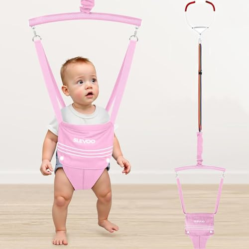 Slevoo Baby Door Jumpers, Oxford Cloth Baby Door Bouncer for 6-12 Months, Secure Clamp and Adjustable Strap Included (Pink)