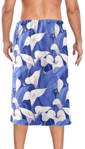 voucong Nature Calla Lily - Asciugamano da uomo in morbido tessuto, 152 x 71 cm, per spa, sauna, palestra